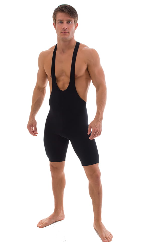 Singlet Bodysuit in Black Cotton Lycra, Front View