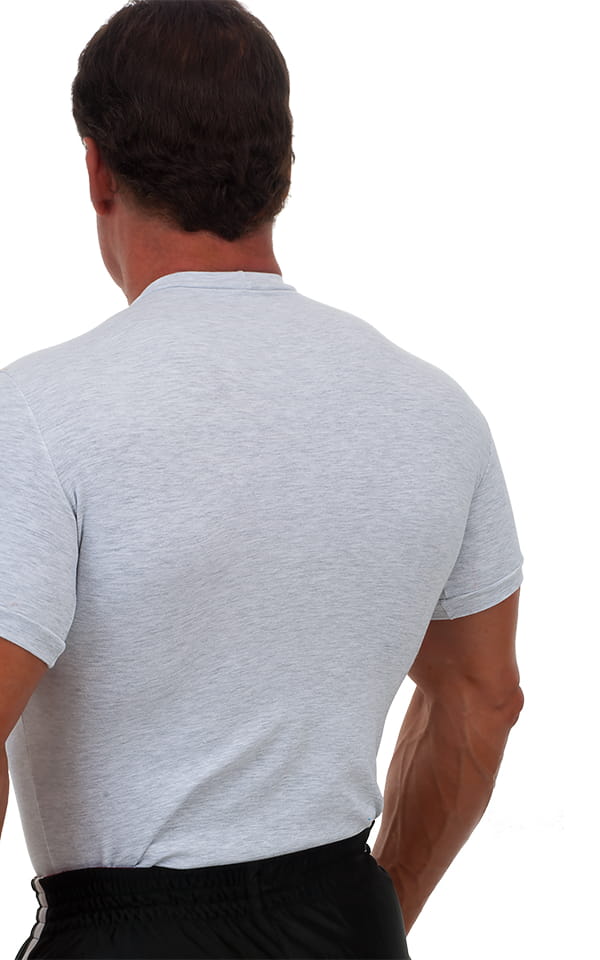 Lycra Tee in Heather Grey poly-cotton-lycra, Rear View