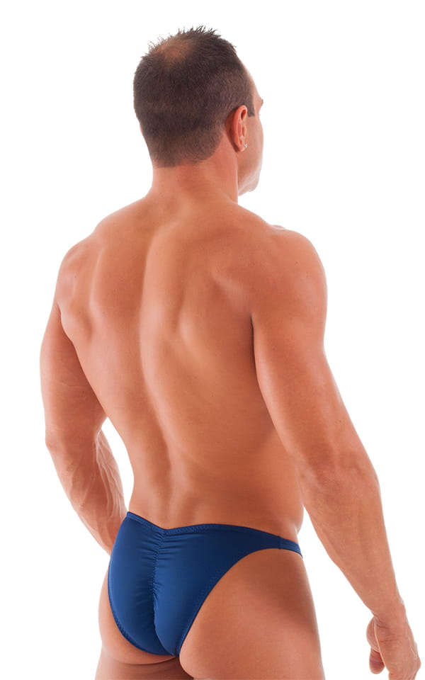 Fitted Pouch - Puckered Back - Posing Suit in Navy Blue, Rear View