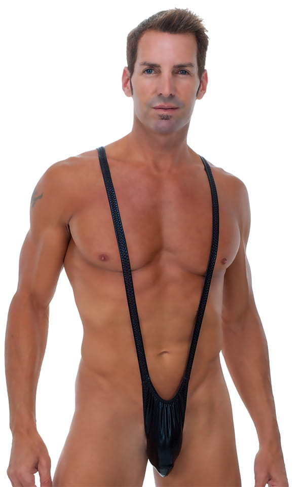 Borat Style - Sling Thong in Metallic Mystique Black, Front View