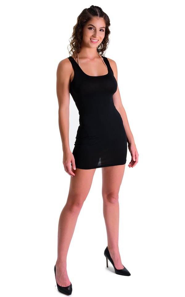 Mini Dress in Super ThinSKINZ Black, Front View