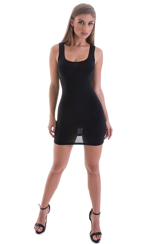 Micro Mini Dress in ThinSKINZ Black, Front View