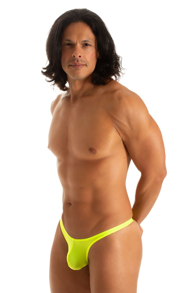Stuffit Pouch Thong in Super ThinSKINZ Semi Sheer Lemon-Lime 4