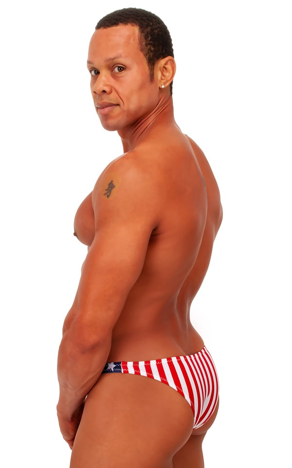 Exotic Dancer - Pouch Enhanced - Pistol Bikini in Stars and Stripes, Rear View