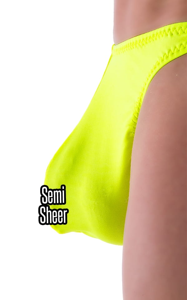 Large Pouch Swimsuit Bikini in Semi Sheer ThinSKINZ Chartreuse 4