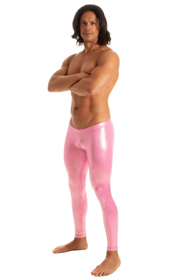 Mens SUPER Low Leggings in Metallic Pink 3