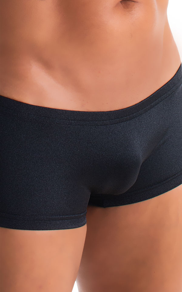 Extreme Low Square Cut Swim Trunks in Black, Front View