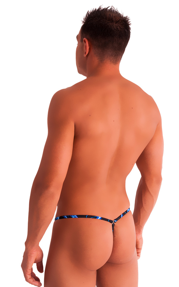 G String Swimsuit - Adjustable Pouch in Blue Lightning, Front View