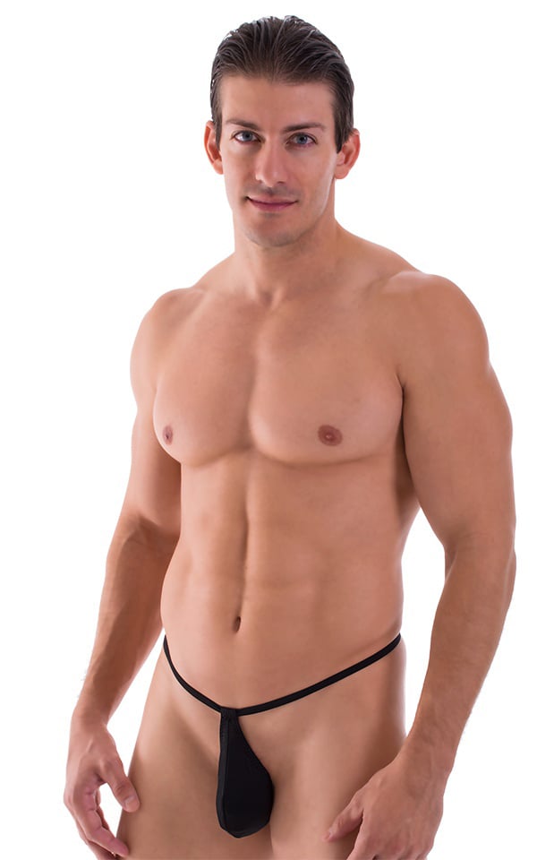 Teardrop G String Swim Suit in Semi Sheer ThinSKINZ Black 1