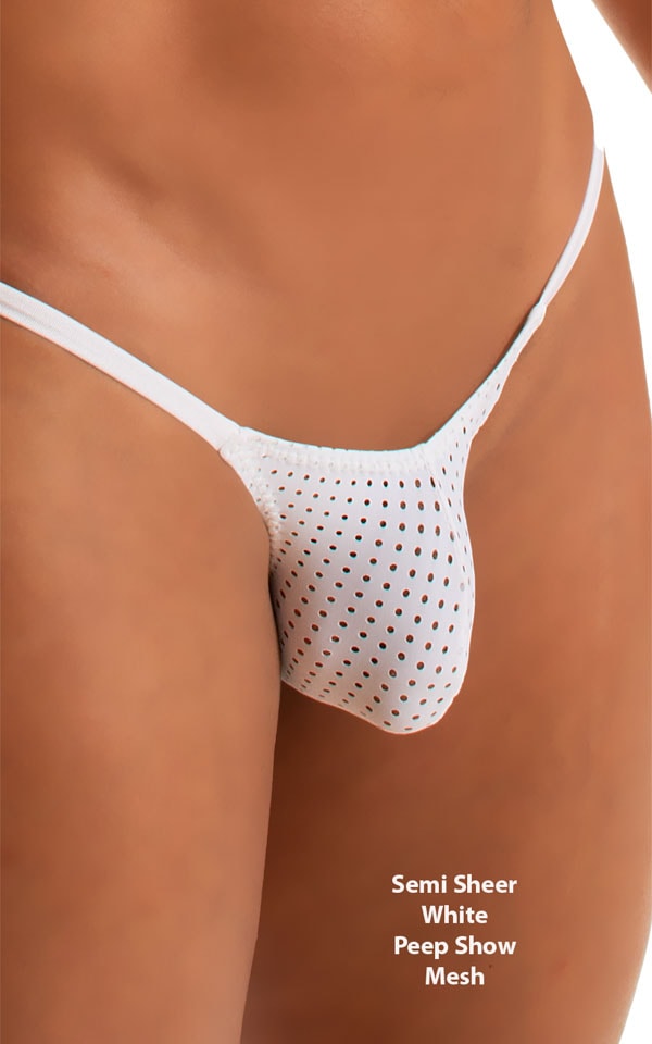 Stuffit Pouch Half Back Swimsuit in Semi Sheer White Peep Show 4