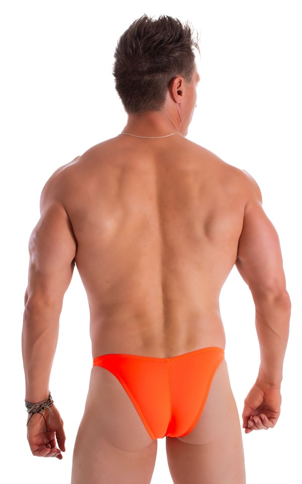 Mens Micro Fitted Pouch and Rear Bikini Swimsuit in Blazing Orange 8