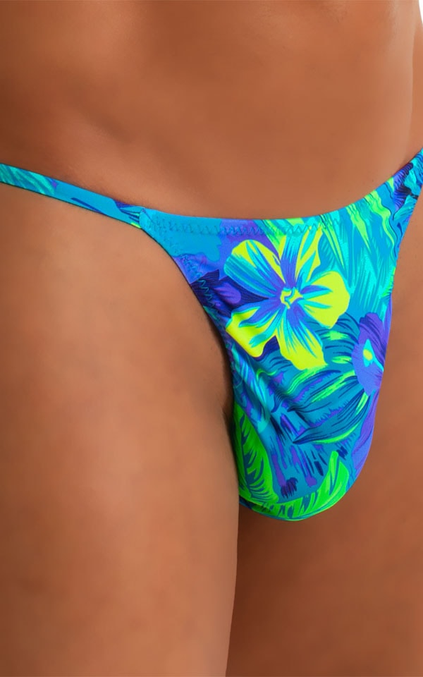 Smooth Pouch Skinny Sides Swim Thong in Rainforest 3