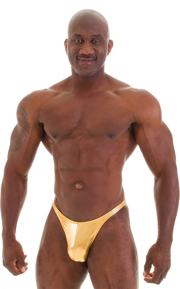 Posing Suit - Competition Bikini Cut in Liquid Gold, Front View