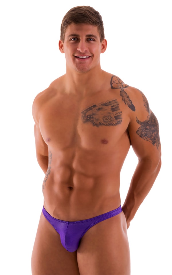 Posing Suit - Fitted Pouch - Puckered Back in Wet Look Purple 5