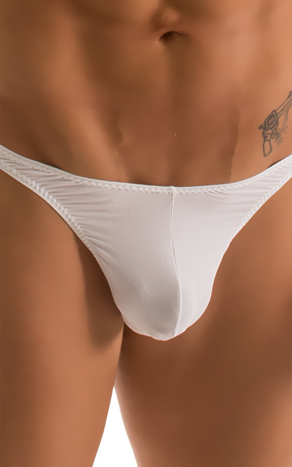 T Back Thong Swimsuit in Super ThinSKINZ White, Front Alternative