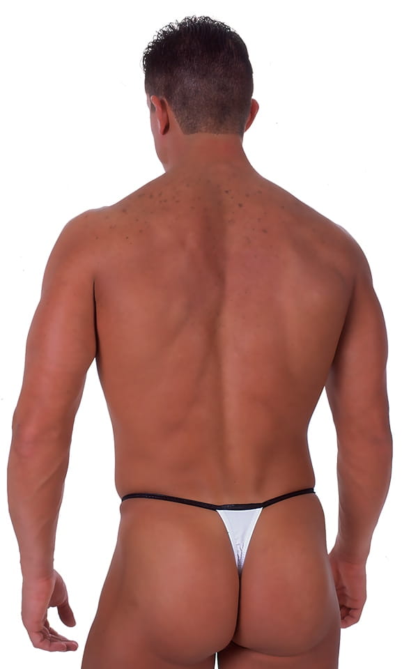 Banded Thong Bathing Suit in Optic White, Rear View