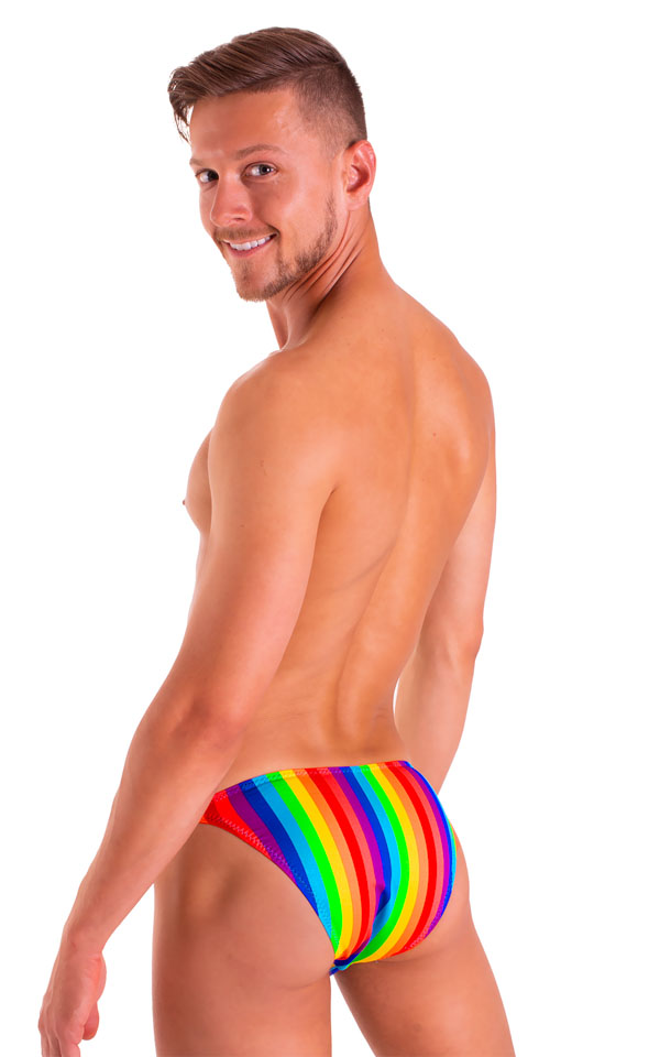 Smooth Front Bikini in Rainbow Stripe, Rear View