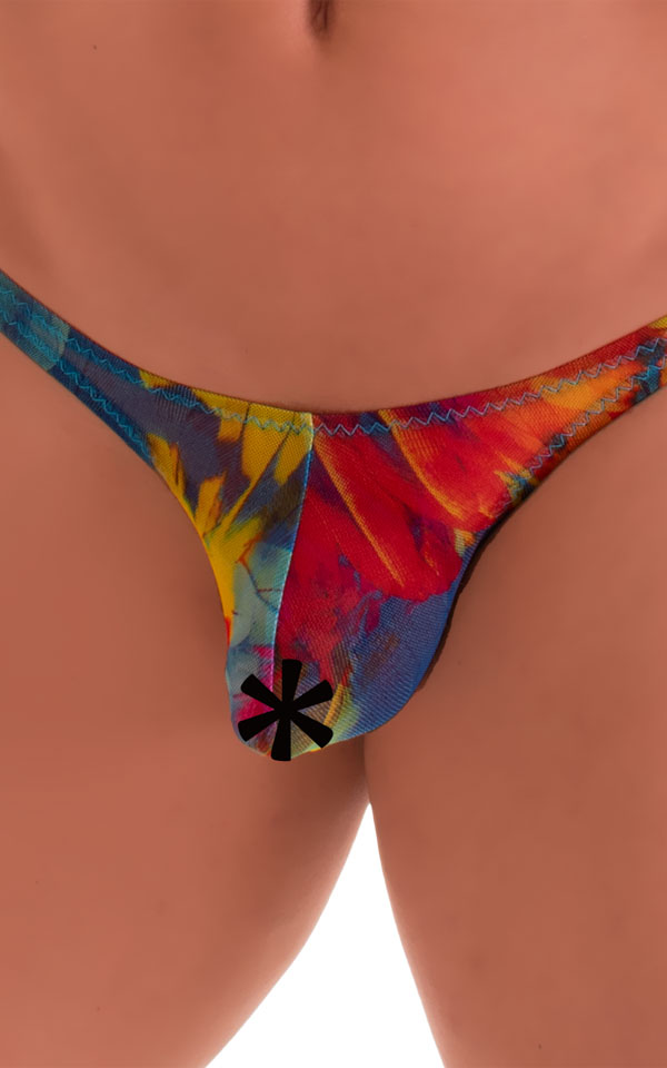 Stuffit Pouch Thong in Semi Sheer Tropical Feathers Printed Mesh 5