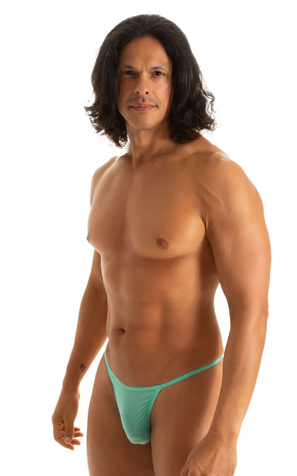 Mens Seamless Pouch Swimsuit Thong in ThinSKINZ Mint 4