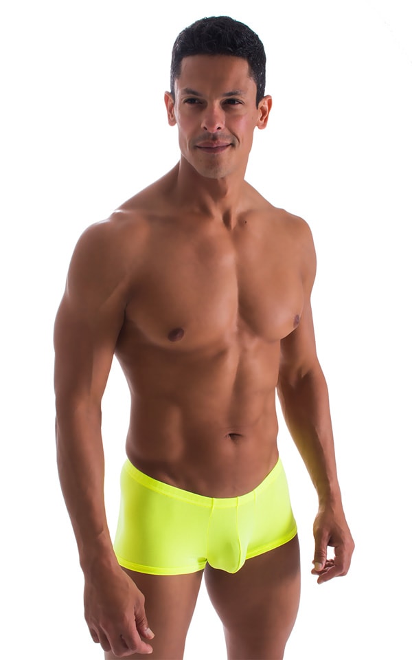 Fitted Pouch - Boxer - Swim Trunks in ThinSKINZ Neon Chartreuse, Front View