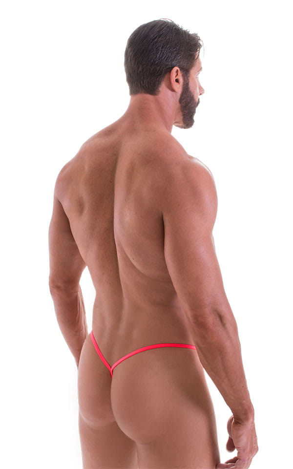Y Back G String in ThinSKINZ Neon Coral, Rear View