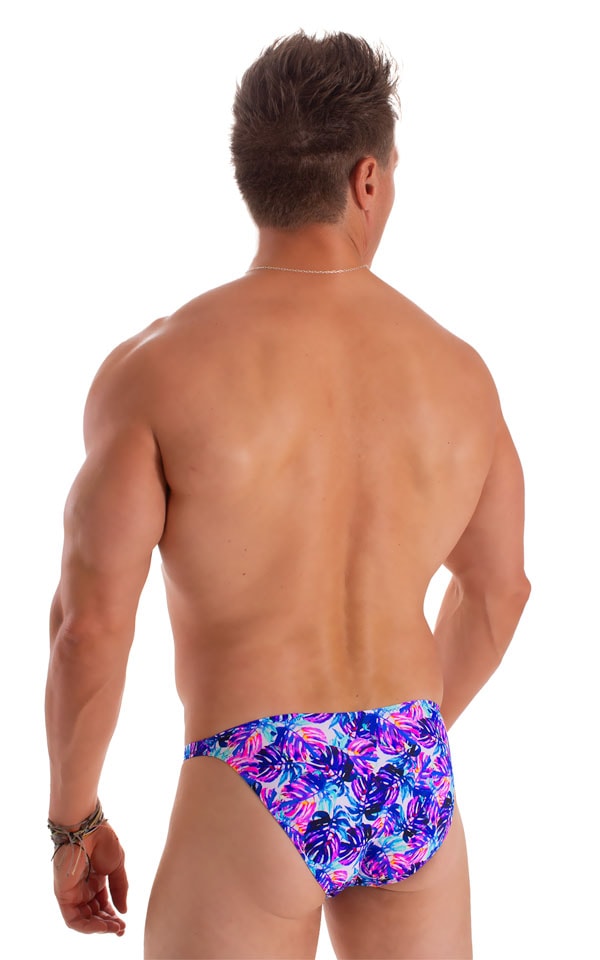 Mens Seamless Pouch Bikini Swimsuit in Painted Leaves 2