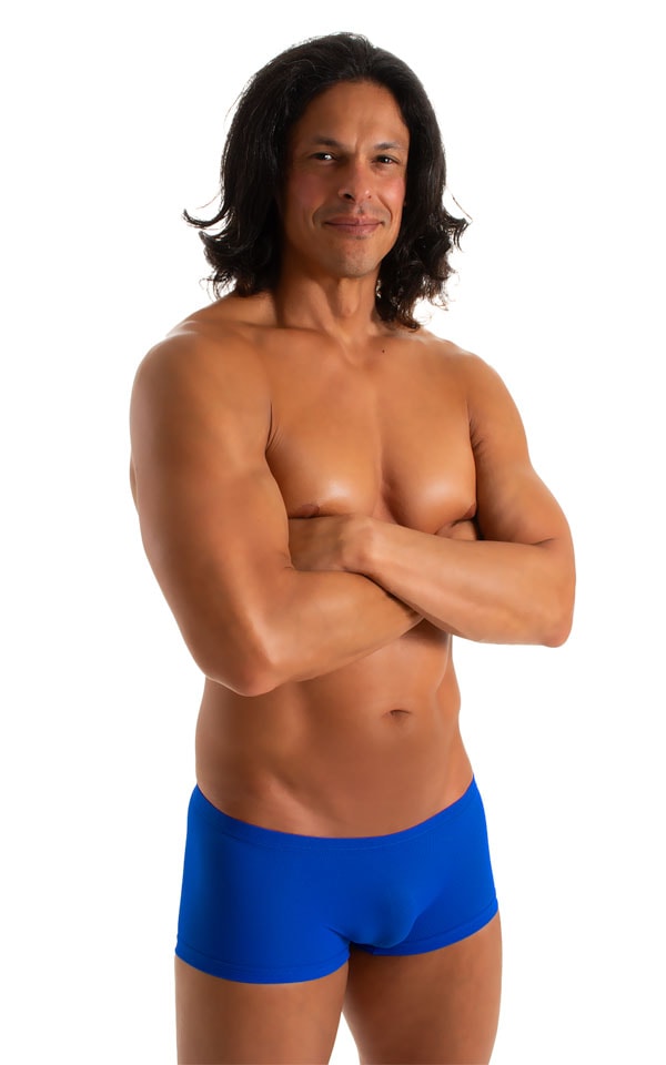 Extreme Low Square Cut Swim Trunks in Royal Blue Powernet 3