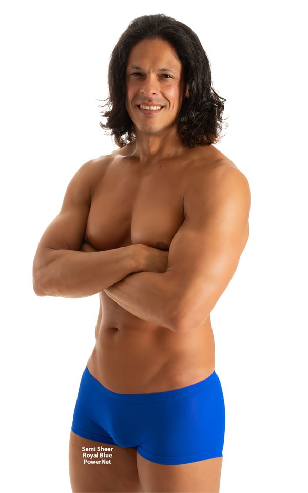 Extreme Low Square Cut Swim Trunks in Royal Blue Powernet 4
