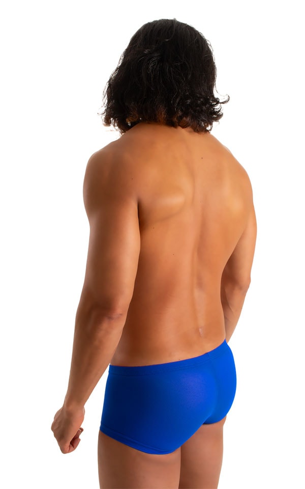 Mens Square Cut Boxer Swimsuit Sheer Royal Blue Mesh Low Cut Brief Swimwear M61 4555 R 