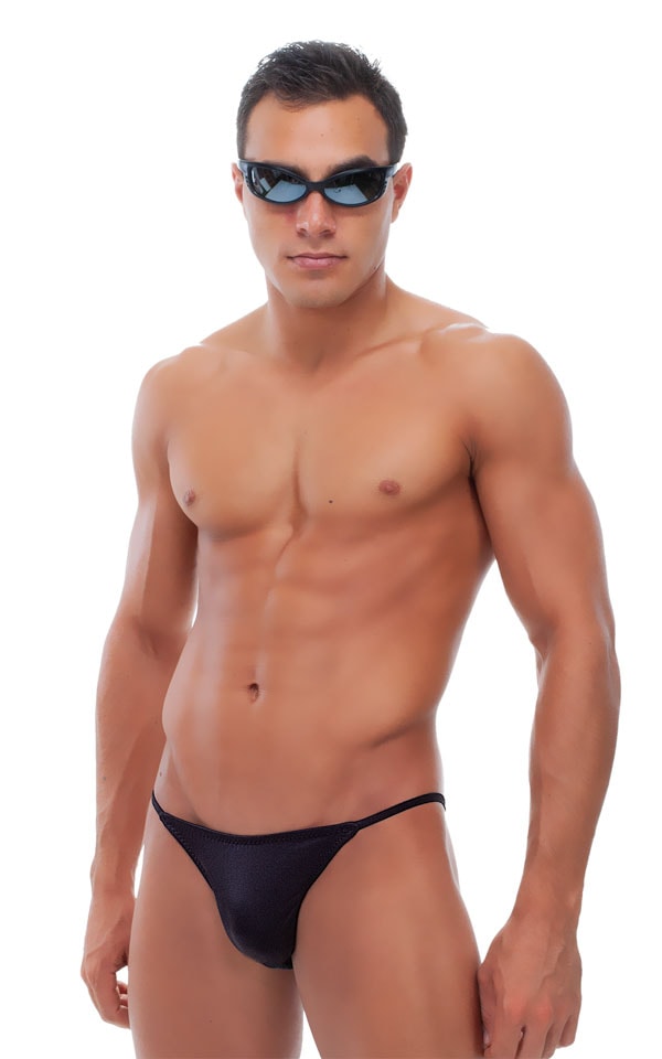 Super Low Brazilian Bikini in Black tricot-nylon-lycra, Rear Alternative