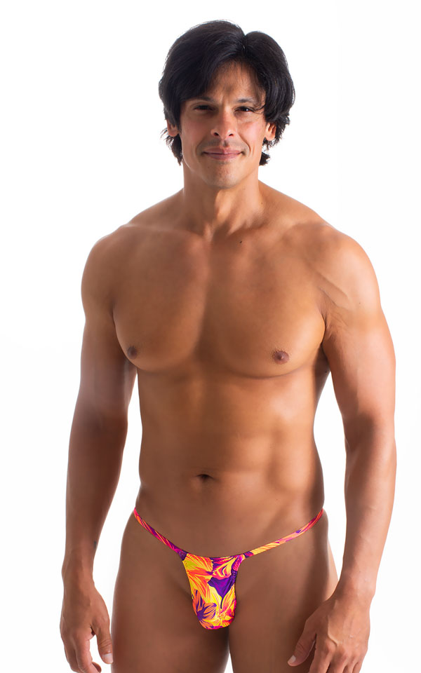 mens sexy g string swimsuit micro thong skinz swimwear in Tahitian Sunset print