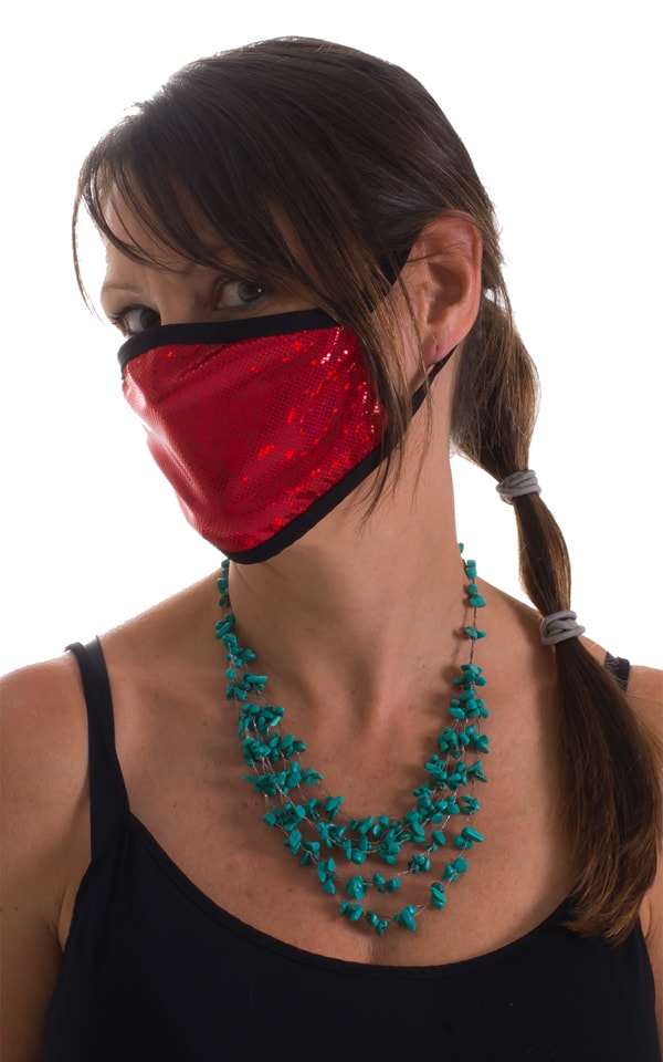 Designer - Fashion Holographic Red - Black 2-ply face mask 3