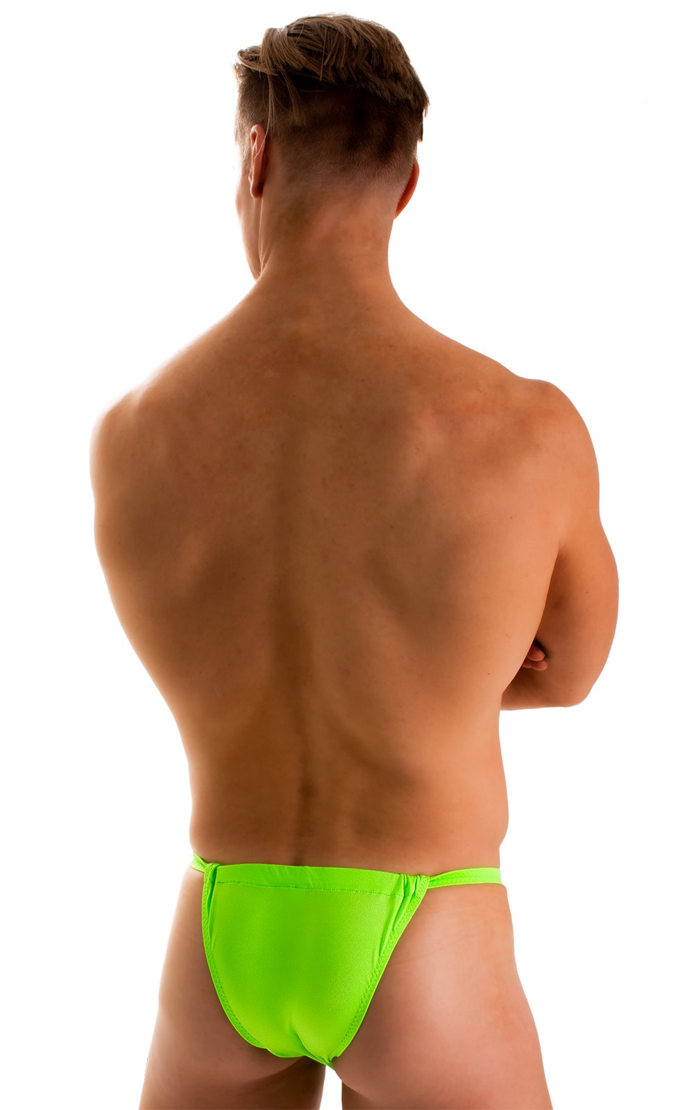 4-Way Adjustable Bikini-Tanga-Micro in Neon Lime, Rear View