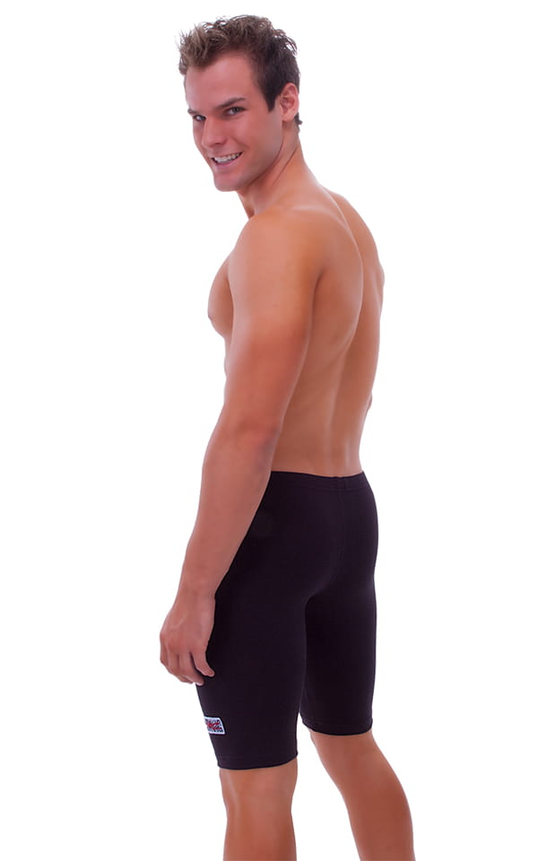 Lycra Sport Compression Gym Shorts in Black cotton-lycra., Rear View