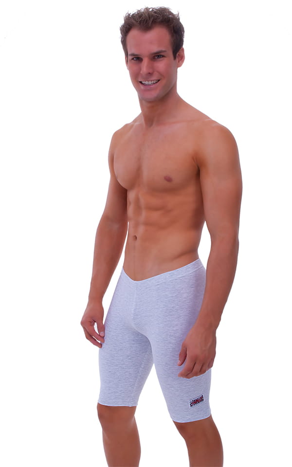 Lycra Sport Compression Gym Shorts in Heather Grey cotton-lycra., Front View