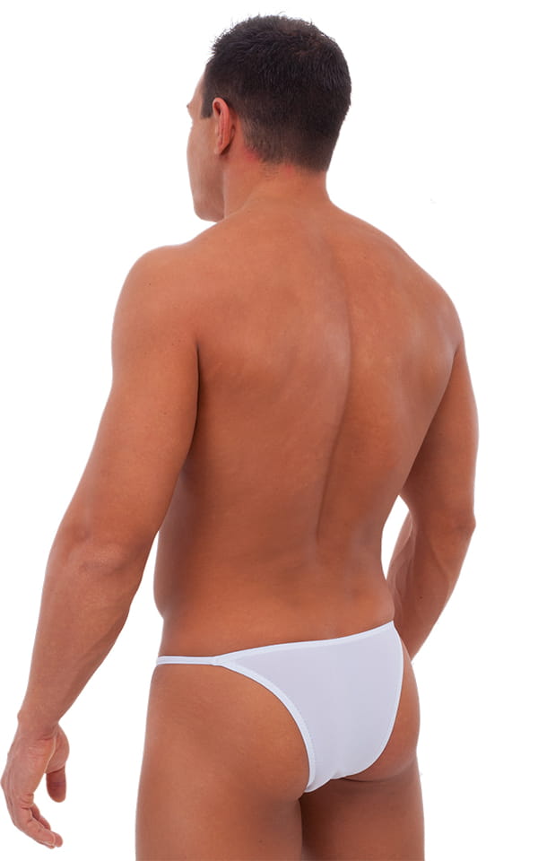 Skinny Side Half Back Swim Suit in Semi Sheer White PowerNet, Rear View