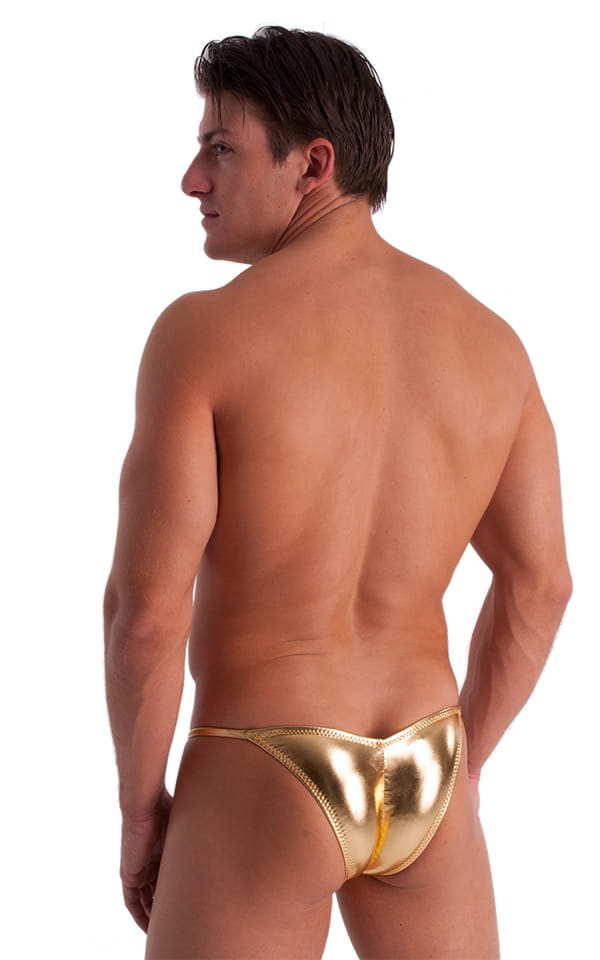 Micro Pouch - Puckered Back - Rio Bikini in Metallic Liquid Gold, Rear View