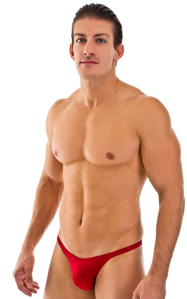 Mens Seamless Skimpy Bikini Swimsuit In Semi Sheer Thinskinz Red