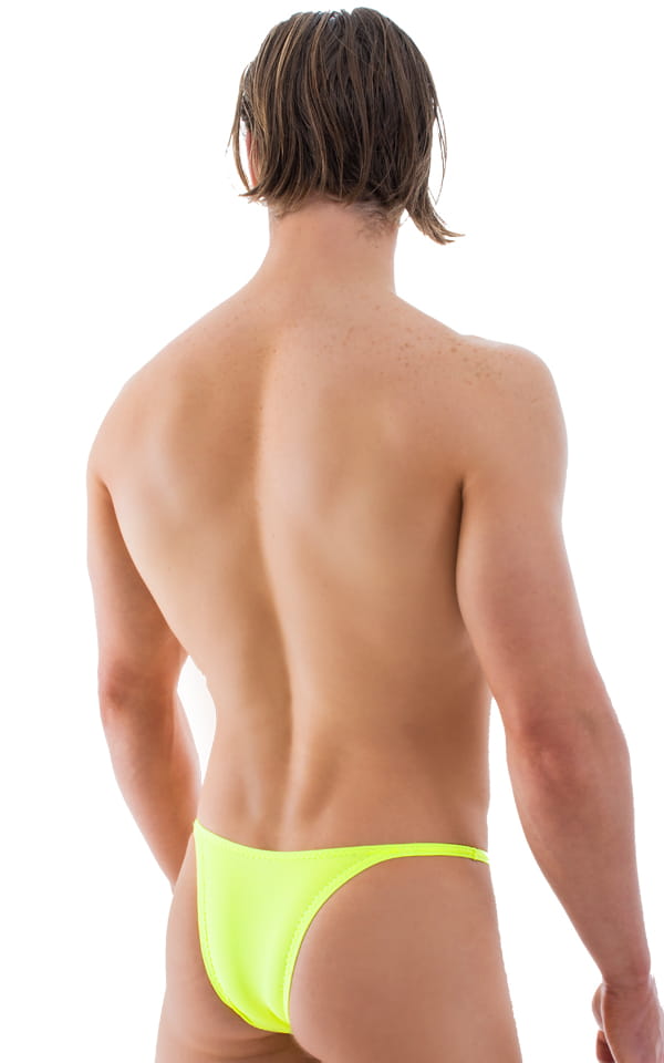 Sunseeker Micro Pouch Half Back Bikini in Semi Sheer ThinSKINZ Neon Chartreuse, Rear View