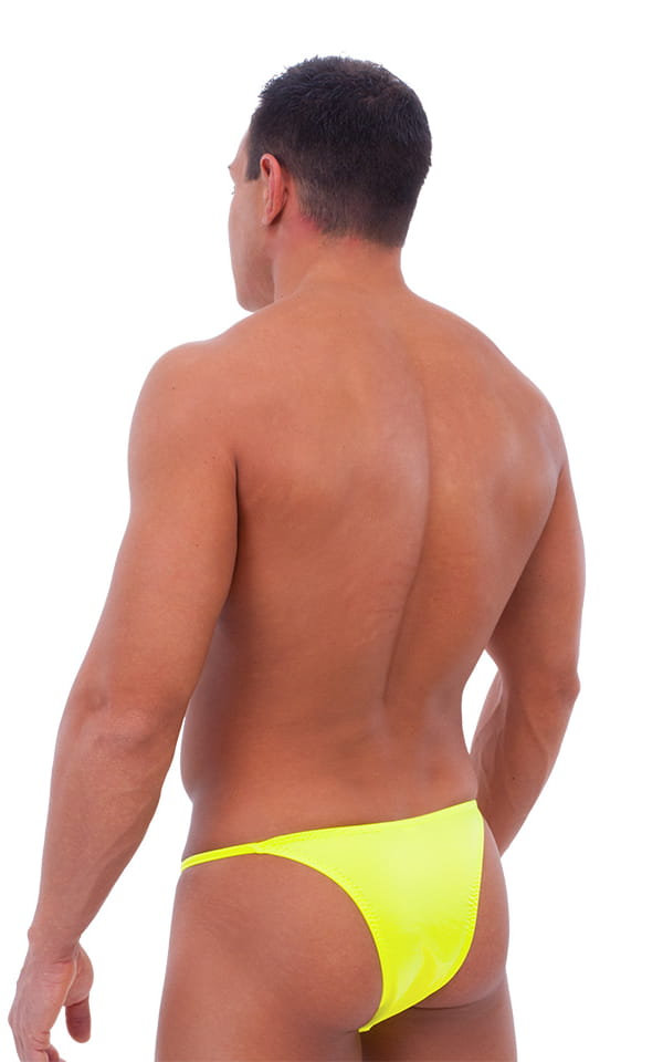 Skinny Side Half Back Swim Suit in Chartreuse, Rear View