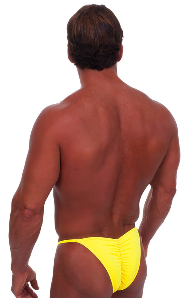 Fitted Pouch - Puckered Half Back - Swimsuit in Citron, Rear View