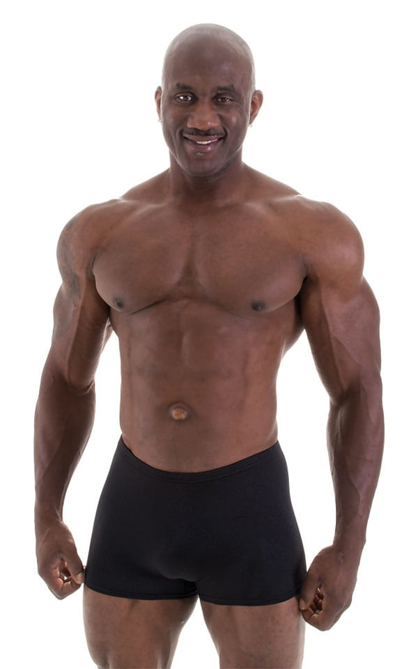 Posing NPC-IFBB Physique Classic Short in Black, Front View