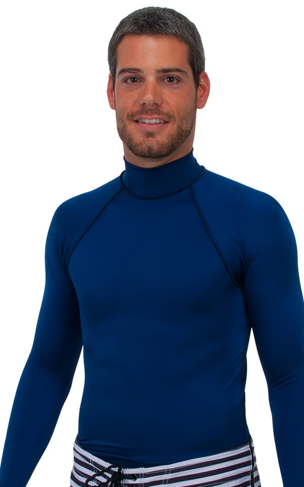 Swim Skin Rash Guard in Navy Blue Tricot nylon/lycra, Front View