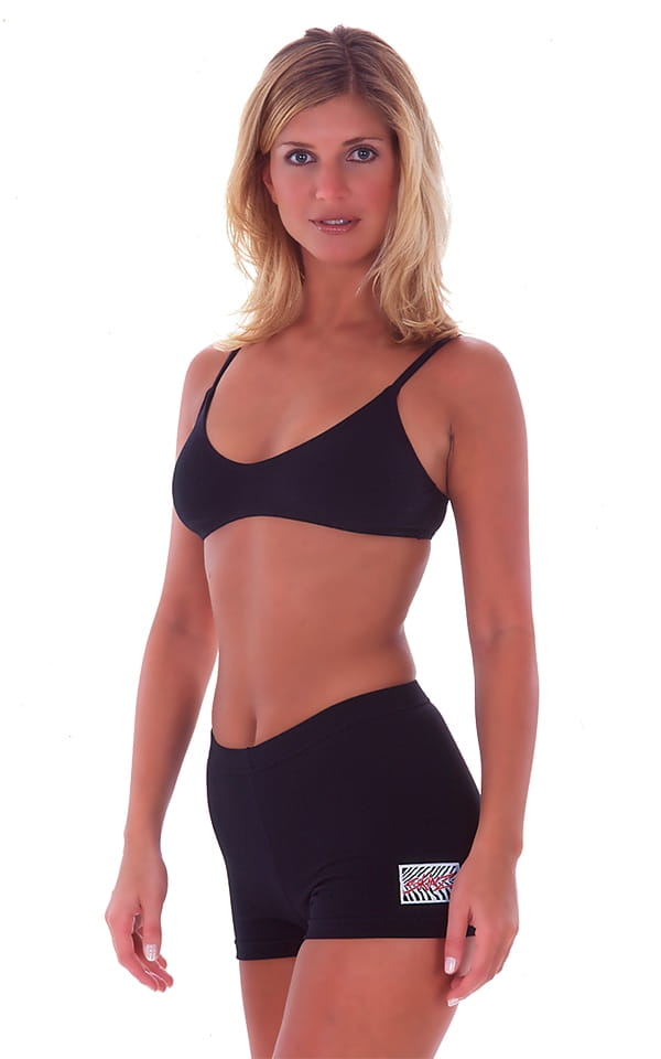 Womens Swim and Sport Fun Top in Black cotton/lycra, Front View