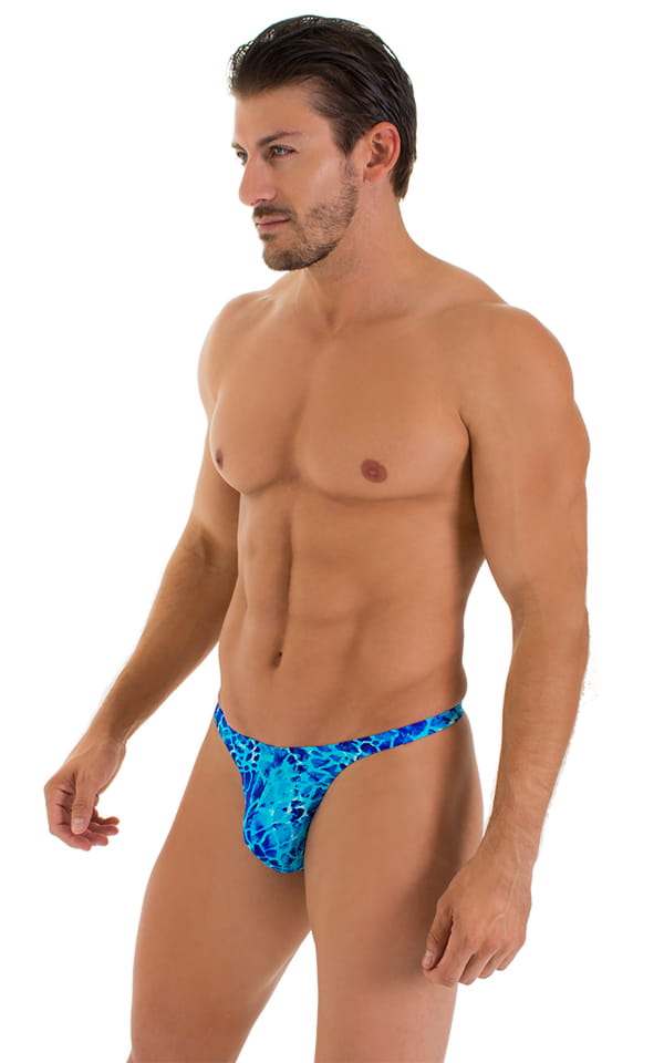T Back Thong Swimsuit in New World Blue, Front Alternative