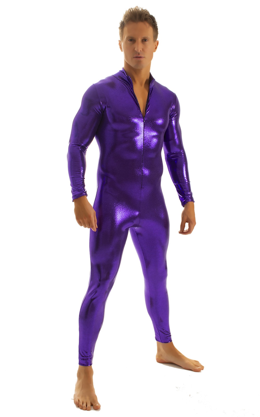 Full Bodysuit Zentai Lycra Spandex Suit for men in Mystique Eggplant Purple 3