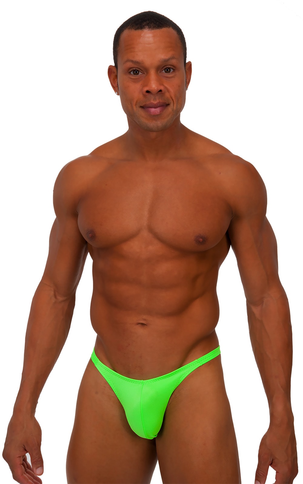 Posing Suit - Competition Bikini Cut in Neon Lime, Front View