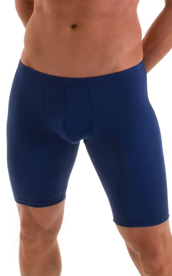 Fitted Pouch Lycra Shorts in Navy Blue, Front Alternative