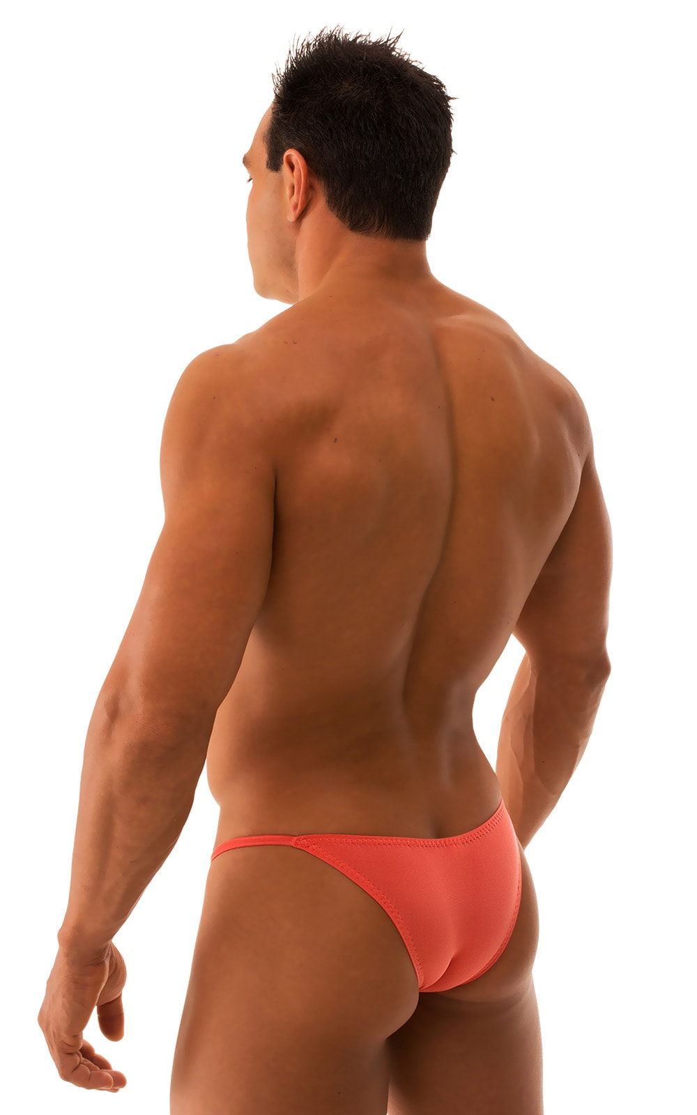 Stuffit Pouch Half Back Tanning Swimsuit in Paprika, Rear View