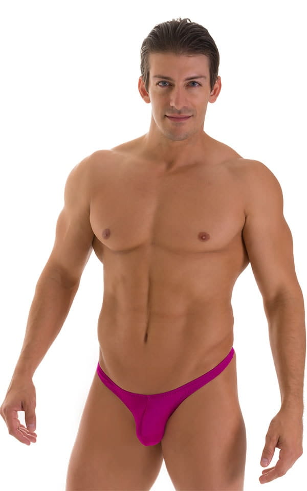 mens micro pouch thong back sexy swimsuit in swimwear fabric Magenta